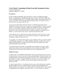 Card Check: Organizing Myths from Dis-Organized Labor Center for Union Facts Originally Published 07/31/2006