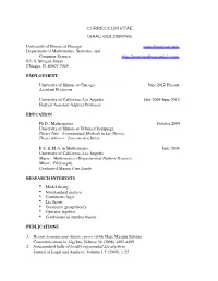 CURRICULUM VITAE ISAAC GOLDBRING University of Illinois at Chicago Department of Mathematics, Statistics, and Computer Scien