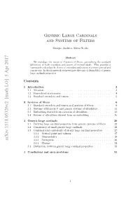 Generic Large Cardinals and Systems of Filters