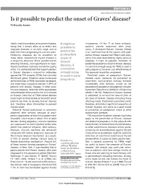 Is It Possible to Predict the Onset of Graves' Disease?