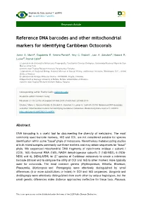 Reference DNA Barcodes and Other Mitochondrial Markers for Identifying Caribbean Octocorals
