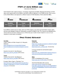 STEM Bingo Instructions