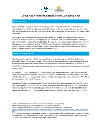 Using HAVA Funds to Ensure Voters Can Safely Vote