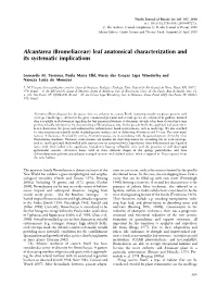 Alcantarea (Bromeliaceae) Leaf Anatomical Characterization and Its Systematic Implications
