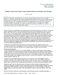 Human Security and Gender: Female Suicide Bombers in Palestine and Chechnya