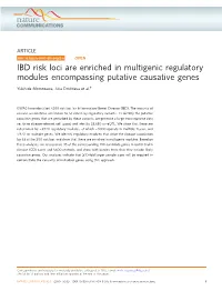IBD Risk Loci Are Enriched in Multigenic Regulatory Modules Encompassing Putative Causative Genes