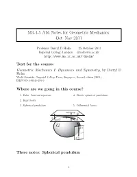 Notes: Spherical Pendulum