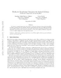 Predicate Transformer Semantics for Hybrid Systems: Verification
