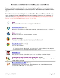Recommended Free Browsers Plug-Ins & Downloads