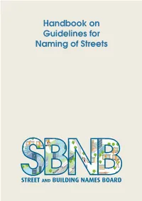 SBNB Handbook on Guidelines for Naming of Streets