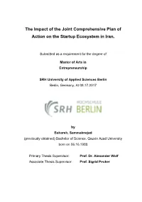 The Impact of the Joint Comprehensive Plan of Action on the Startup Ecosystem in Iran