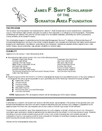THE PROGRAM the Scranton Area Foundation Has Established the James F
