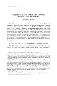 The Rise and Fall of the 13Th Century Exodus-Conquest Theory