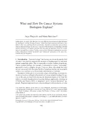 What and How Do Cancer Systems Biologists Explain?