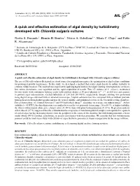 A Quick and Effective Estimation of Algal Density by Turbidimetry Developed with Chlorella Vulgaris Cultures