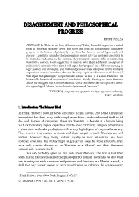DISAGREEMENT and PHILOSOPHICAL PROGRESS Brent ABLES