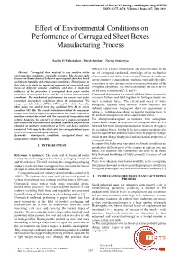 Effect of Environmental Conditions on Performance of Corrugated Sheet Boxes Manufacturing Process