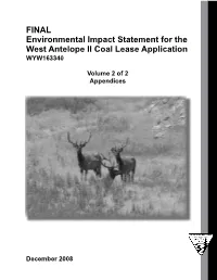 FINAL Environmental Impact Statement for the West Antelope II Coal Lease Application WYW163340