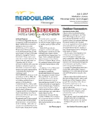 July 3, 2019 Manhattan, Kansas Messenger Editor: Sarah Duggan a Local Not-For-Profit Organization Enhancing Senior Lifestyles
