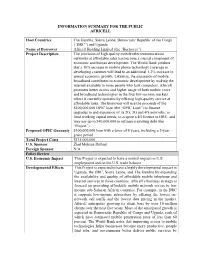 Public Information Summary for Africell Holding Limited (The