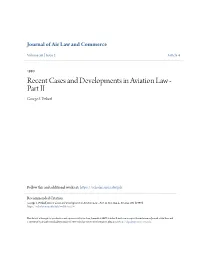Recent Cases and Developments in Aviation Law - Part II George S