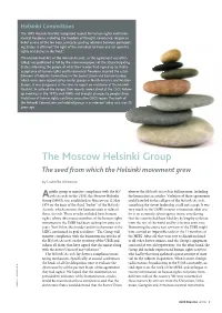 The Moscow Helsinki Group the Seed from Which the Helsinki Movement Grew