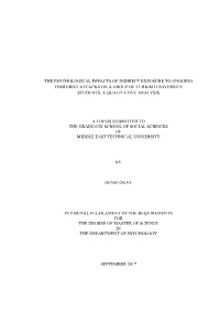 The Psychological Impacts of Indirect Exposure to Ongoing Terrorist Attacks on a Group of Turkish University Students: a Qualitative Analysis