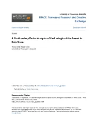 A Confirmatory Factor Analysis of the Lexington Attachment to Pets Scale