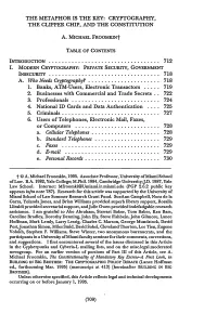 Cryptography, the Clipper Chip, and the Constitution