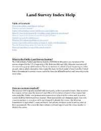 Land Survey Index Help