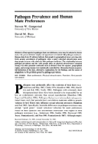 Pathogen Prevalence and Human Mate Preferences Steven W