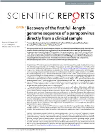 Recovery of the First Full-Length Genome Sequence of a Parapoxvirus Directly from a Clinical Sample