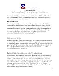 (SCLC) and Martin Luther King Jr. Looked Back on What for Them Was a Dispiriting Year with No Resounding Successes to Propel the Movement Forward in the New Year