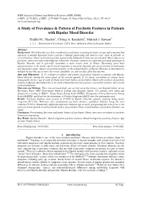 A Study of Prevalence & Pattern of Psychotic Features in Patients With