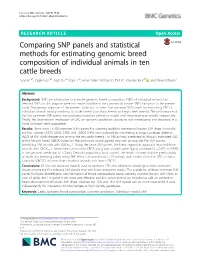Comparing SNP Panels and Statistical Methods for Estimating Genomic Breed Composition of Individual Animals in Ten Cattle Breeds