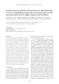 Seismic Hazard Assessment for the Protection Of