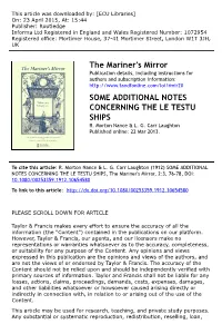 The Mariner's Mirror SOME ADDITIONAL NOTES CONCERNING the LE TESTU SHIPS