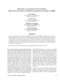 The Use of Lecture Vs. Other Classroom Activities at LMBC