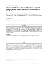 Analysis of the Essential Oils of Two Hypericum Species (H