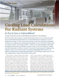 Cooling Load Calculations for Radiant Systems