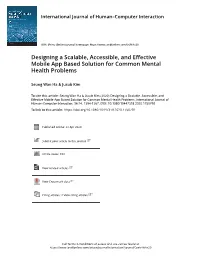 Designing a Scalable, Accessible, and Effective Mobile App Based Solution for Common Mental Health Problems