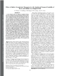 Effects of Shallow Groundwater Management on the Spatial and Temporal Variability of Boron and Salinity in an Irrigated Field