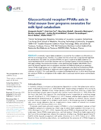 Glucocorticoid Receptor-Ppara Axis in Fetal Mouse Liver Prepares