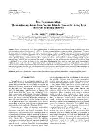 The Crustaceans Fauna from Natuna Islands (Indonesia) Using Three Different Sampling Methods