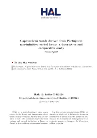 Capeverdean Words Derived from Portuguese Non-Infinitive Verbal Forms: a Descriptive and Comparative Study Nicolas Quint