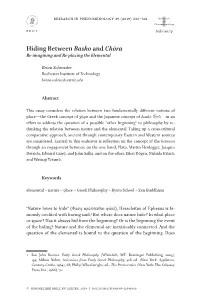 Hiding Between Basho and Chōra Re-Imagining and Re-Placing the Elemental