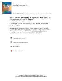 Inner Retinal Dystrophy in a Patient with Biallelic Sequence Variants in BRAT1