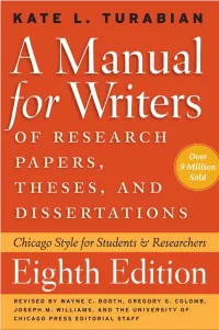 Manual for Writers of Research Papers, Theses, and Dissertations