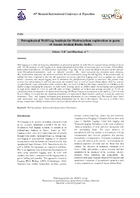 Petrophysical Well Log Analysis for Hydrocarbon Exploration in Parts of Assam Arakan Basin, India