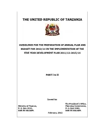 Plan and Budget Guidelines for 2012/13 in the Implementation Of